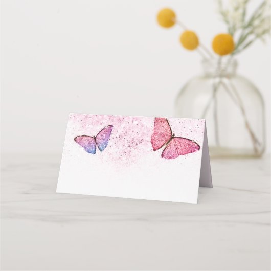 Butterfly Theme Girl Birthday Party Food Zents Platzkarte (Rückseite)