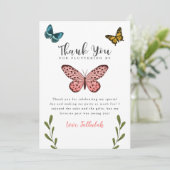 Butterfly Theme Girls Geburtstagsparty Dankeskarte (Stehend Vorderseite)