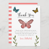 Butterfly Theme Girls Geburtstagsparty Dankeskarte (Vorne/Hinten)