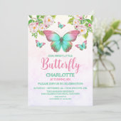 Butterfly Theme Girls Geburtstagsparty Einladung (Stehend Vorderseite)