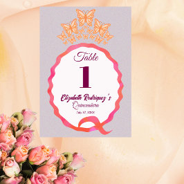 Butterfly Tiara Crown Squiggle Quinceanera Tischnummer