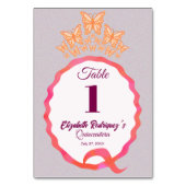 Butterfly Tiara Crown Squiggle Quinceanera Tischnummer (Vorderseite)