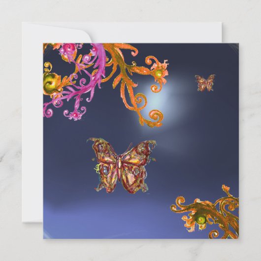 BUTTERFLY TOPAZ BLAU, hell rosa, orange braun Einladung (Vorderseite)