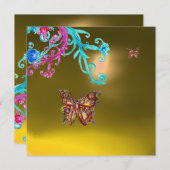BUTTERFLY TOPAZ, gelb, blau, hell rosa lila Einladung (Vorne/Hinten)