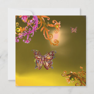 BUTTERFLY TOPAZ GELB, hell rosa, orange braun Einladung