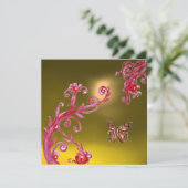 BUTTERFLY TOPAZ Gelb hell rosa, rot Einladung (Stehend Vorderseite)