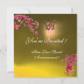 BUTTERFLY TOPAZ Gelb hell rosa, rot Einladung (Rückseite)