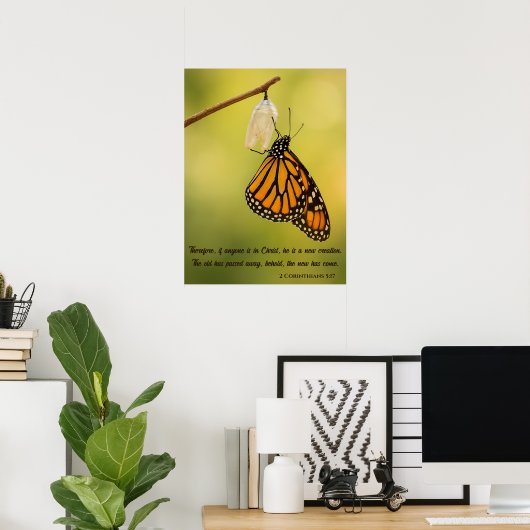 Butterfly Transformation 2 Korinther 5: 17 Bibel Poster (Heimbüro)