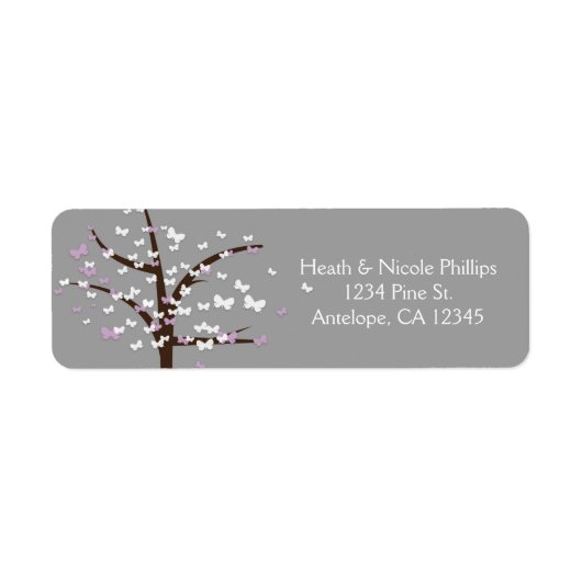 Butterfly Tree Lavender & Gray Address Labels (Vorne)