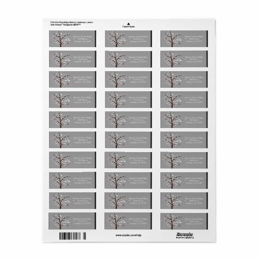 Butterfly Tree Lavender & Gray Address Labels (Vorne)