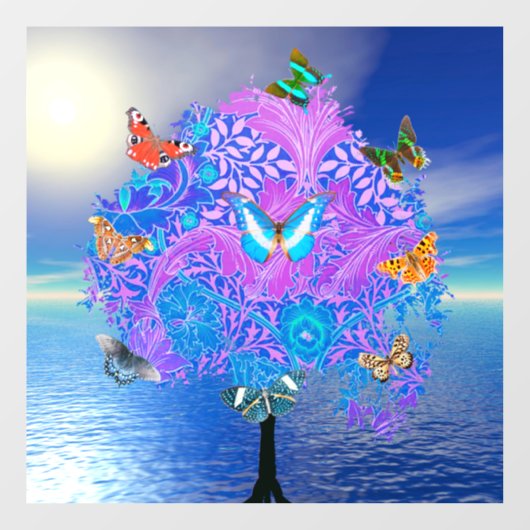 Butterfly Tree Window Cloning Fensteraufkleber (Blatt)