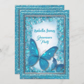 Butterfly Türkis Quinceanera magischen Chic Einladung (Vorne/Hinten)
