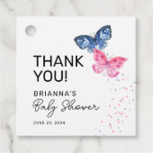 Butterfly Twins Boy and Girl Baby Dusche Vielen Da Geschenkanhänger (Vorderseite)