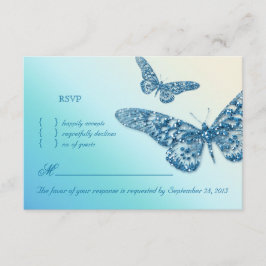 Butterfly UAWG Wedding Repcard Blue RSVP Karte