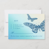 Butterfly UAWG Wedding Repcard Blue RSVP Karte (Vorderseite)