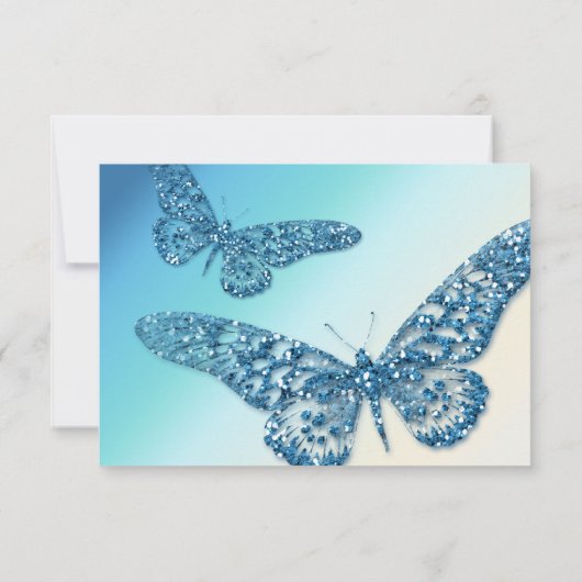 Butterfly UAWG Wedding Repcard Blue RSVP Karte (Rückseite)