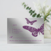 Butterfly UAWG Wedding Repcard Lila RSVP Karte (Stehend Vorderseite)