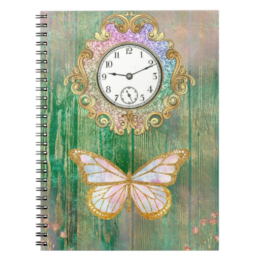Butterfly-Uhr-Notebook Notizblock (Vorderseite)