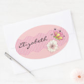 Butterfly und Cherry Blossom Ovaler Aufkleber (Umschlag)