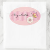 Butterfly und Cherry Blossom Ovaler Aufkleber (Tasche)