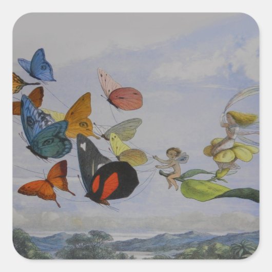 Butterfly und Fairy Queen Butterfys Fairies Quadratischer Aufkleber (Vorderseite)