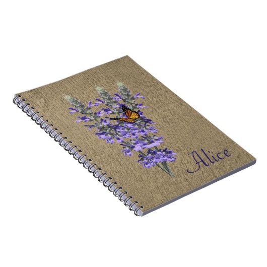 Butterfly und Lavender Blume SpiralNotebook Notizblock (Rechte Seite)