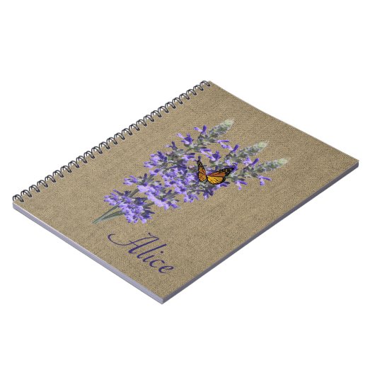 Butterfly und Lavender Blume SpiralNotebook Notizblock (Linke Seite)