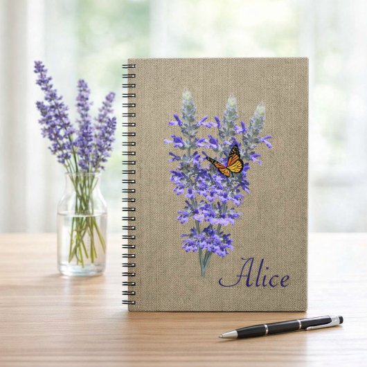 Butterfly und Lavender Blume SpiralNotebook Notizblock