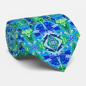 Butterfly und Medallion Batik Muster in Blau Krawatte (Gerollt)