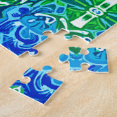 Butterfly und Medallion Batik Muster in Blau Puzzle (Seite)