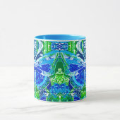 Butterfly und Medallion Batik Muster in Blau Tasse (Zentrum)