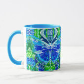 Butterfly und Medallion Batik Muster in Blau Tasse (Links)