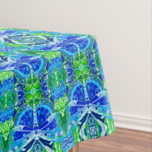 Butterfly und Medallion Batik Muster in Blau Tischdecke