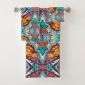 Butterfly und Medallion Batik Muster in Orange Badhandtuch Set (Insitu)