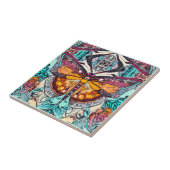 Butterfly und Medallion Batik Muster in Orange Fliese (Seite)