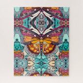 Butterfly und Medallion Batik Muster in Orange Puzzle (Vertikal)