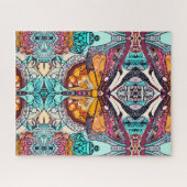 Butterfly und Medallion Batik Muster in Orange Puzzle (Horizontal)