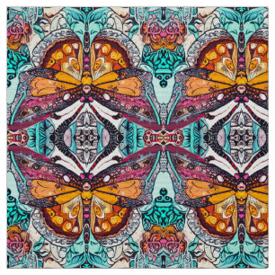 Butterfly und Medallion Batik Muster in Orange Stoff