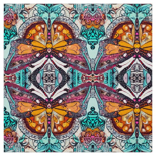 Butterfly und Medallion Batik Muster in Orange Stoff (Muster)