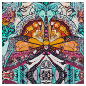 Butterfly und Medallion Batik Muster in Orange Stoff (Nahaufnahme)