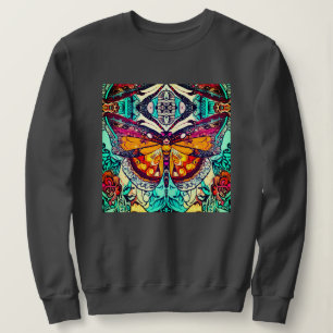Butterfly und Medallion Batik Muster in Orange Sweatshirt