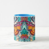 Butterfly und Medallion Batik Muster in Orange Tasse (Zentrum)