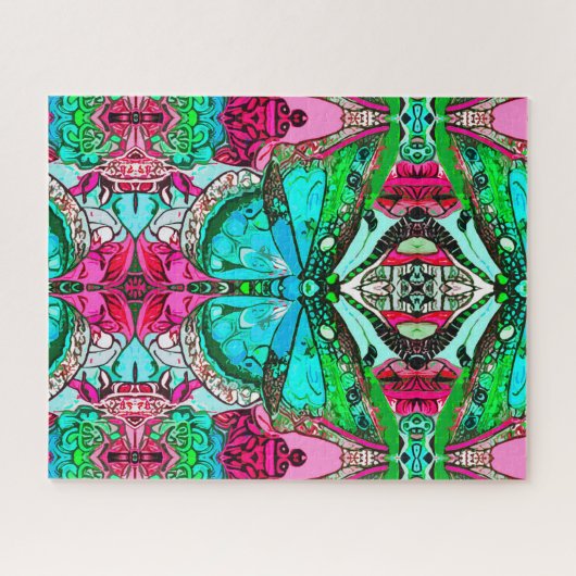 Butterfly und Medallion Batik Muster in Türkis Puzzle (Horizontal)