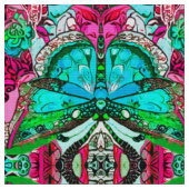 Butterfly und Medallion Batik Muster in Türkis Stoff (Nahaufnahme)