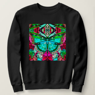 Butterfly und Medallion Batik Muster in Türkis Sweatshirt