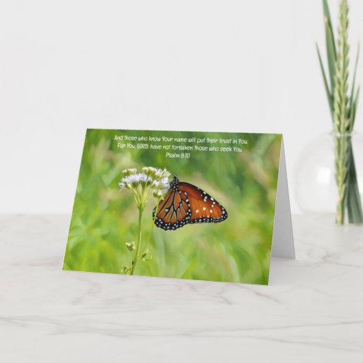 Butterfly und Wildblume Bible Verse Art Note Card Karte (Vorderseite)