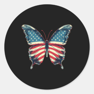 Butterfly-US-Flagge Vintagen Niedlichen Amerikaner Runder Aufkleber