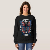 Butterfly USA Flag Cute Fourth Of July Funny Ameri Sweatshirt (Vorne ganz)