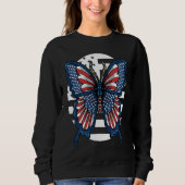 Butterfly USA Flag Cute Fourth Of July Funny Ameri Sweatshirt (Vorderseite)