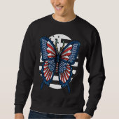 Butterfly USA Flag Cute Fourth Of July Funny Ameri Sweatshirt (Vorderseite)